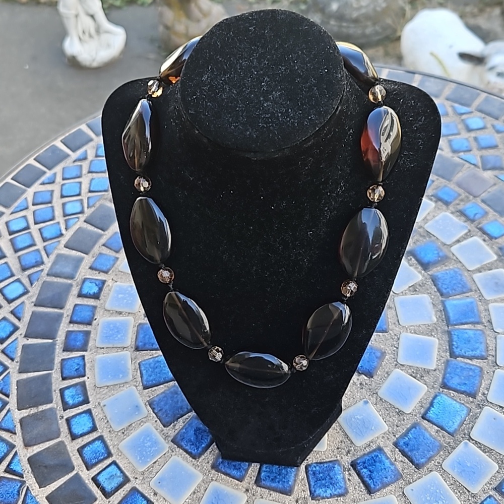 Brown Glass Hand Knotted Beaded Necklace
